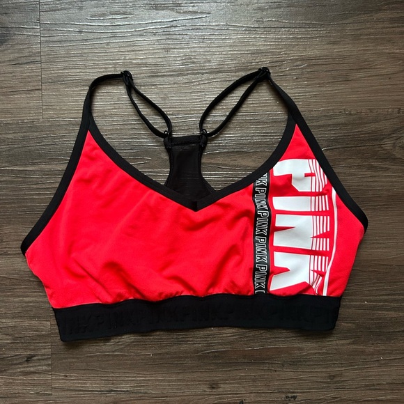 Victoria's Secret PINK Ultimate Red and Black Sports Bra - Picture 1 of 3